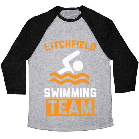 Virgin Teez  Baseball Tee Unisex Tri-Blend Baseball Tee / small / Athletic Gray / Black LITCHFIELD SWIMMING TEAM UNISEX TRI-BLEND BASEBALL TEE