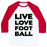 Virgin Teez  Baseball Tee Unisex Classic Baseball Tee / x-small / White/Red LIVE LOVE FOOTBALL UNISEX CLASSIC BASEBALL TEE