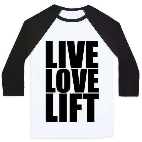 Virgin Teez  Baseball Tee Unisex Classic Baseball Tee / x-small / White/Black LIVE LOVE LIFT (BLACK FONT) UNISEX CLASSIC BASEBALL TEE