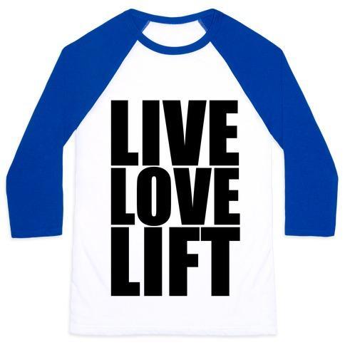 Virgin Teez  Baseball Tee Unisex Classic Baseball Tee / x-small / White/Blue LIVE LOVE LIFT (BLACK FONT) UNISEX CLASSIC BASEBALL TEE