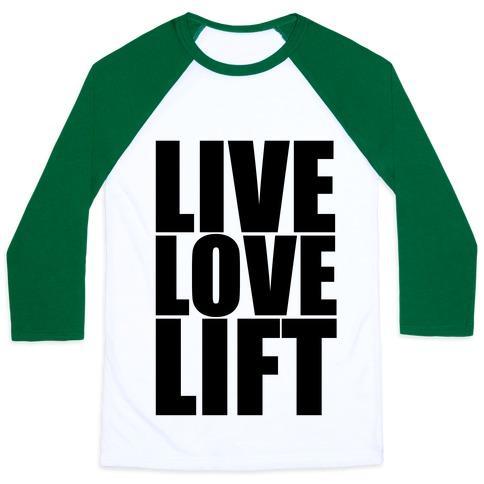 Virgin Teez  Baseball Tee Unisex Classic Baseball Tee / x-small / White/Dark Green LIVE LOVE LIFT (BLACK FONT) UNISEX CLASSIC BASEBALL TEE