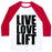 Virgin Teez  Baseball Tee Unisex Classic Baseball Tee / x-small / White/Red LIVE LOVE LIFT (BLACK FONT) UNISEX CLASSIC BASEBALL TEE