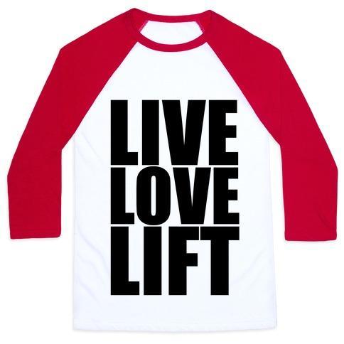 Virgin Teez  Baseball Tee Unisex Classic Baseball Tee / x-small / White/Red LIVE LOVE LIFT (BLACK FONT) UNISEX CLASSIC BASEBALL TEE