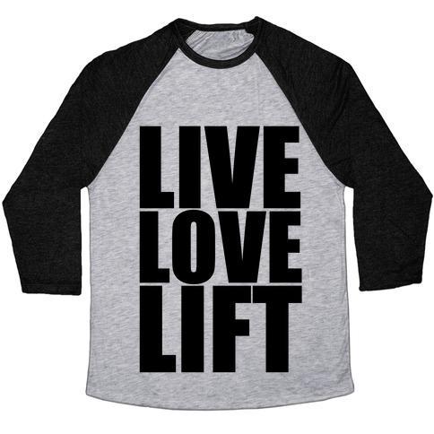 Virgin Teez  Baseball Tee Unisex Tri-Blend Baseball Tee / small / Athletic Gray / Black LIVE LOVE LIFT (BLACK FONT) UNISEX TRI-BLEND BASEBALL TEE