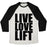Virgin Teez  Baseball Tee Unisex Tri-Blend Baseball Tee / small / Oatmeal / Black LIVE LOVE LIFT (BLACK FONT) UNISEX TRI-BLEND BASEBALL TEE