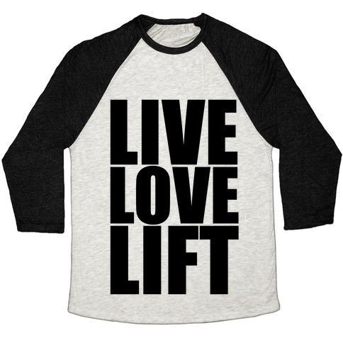 Virgin Teez  Baseball Tee Unisex Tri-Blend Baseball Tee / small / Oatmeal / Black LIVE LOVE LIFT (BLACK FONT) UNISEX TRI-BLEND BASEBALL TEE