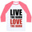 Virgin Teez  Baseball Tee Unisex Classic Baseball Tee / x-small / White/Neon Pink LIVE THE BURN LOVE THE BURN UNISEX CLASSIC BASEBALL TEE