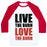 Virgin Teez  Baseball Tee Unisex Classic Baseball Tee / x-small / White/Red LIVE THE BURN LOVE THE BURN UNISEX CLASSIC BASEBALL TEE