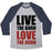 Virgin Teez  Baseball Tee Unisex Tri-Blend Baseball Tee / small / Athletic Gray / Navy LIVE THE BURN LOVE THE BURN UNISEX TRI-BLEND BASEBALL TEE