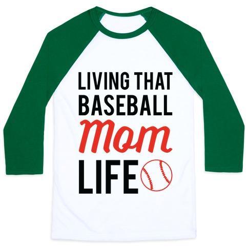 Virgin Teez  Baseball Tee Unisex Classic Baseball Tee / x-small / White/Dark Green LIVING THAT BASEBALL MOM LIFE UNISEX CLASSIC BASEBALL TEE