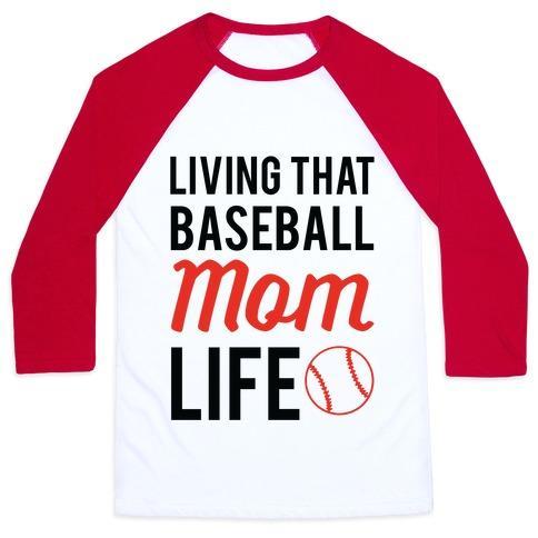 Virgin Teez  Baseball Tee Unisex Classic Baseball Tee / x-small / White/Red LIVING THAT BASEBALL MOM LIFE UNISEX CLASSIC BASEBALL TEE
