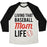 Virgin Teez  Baseball Tee Unisex Tri-Blend Baseball Tee / small / Oatmeal / Black LIVING THAT BASEBALL MOM LIFE UNISEX TRI-BLEND BASEBALL TEE