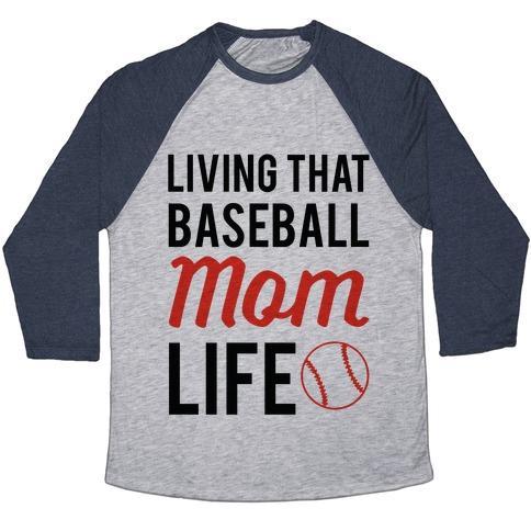 Virgin Teez  Baseball Tee Unisex Tri-Blend Baseball Tee / small / Athletic Gray / Navy LIVING THAT BASEBALL MOM LIFE UNISEX TRI-BLEND BASEBALL TEE