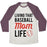 Virgin Teez  Baseball Tee Unisex Tri-Blend Baseball Tee / small / Oatmeal / Maroon LIVING THAT BASEBALL MOM LIFE UNISEX TRI-BLEND BASEBALL TEE