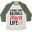Virgin Teez  Baseball Tee Unisex Tri-Blend Baseball Tee / small / Oatmeal / Moss LIVING THAT BASEBALL MOM LIFE UNISEX TRI-BLEND BASEBALL TEE