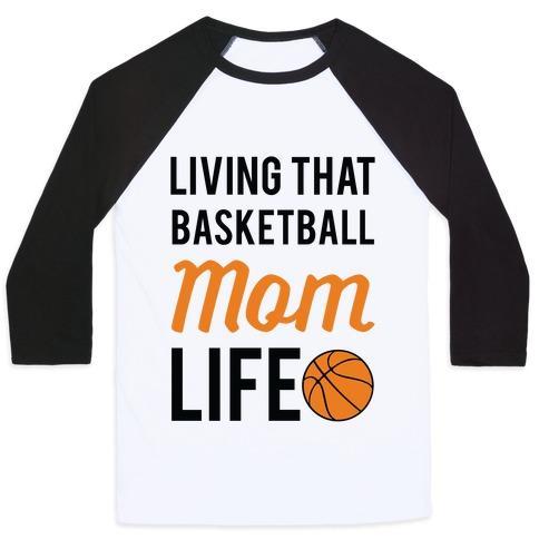 Virgin Teez  Baseball Tee Unisex Classic Baseball Tee / x-small / White/Black LIVING THAT BASKETBALL MOM LIFE UNISEX CLASSIC BASEBALL TEE