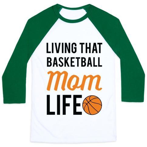 Virgin Teez  Baseball Tee Unisex Classic Baseball Tee / x-small / White/Dark Green LIVING THAT BASKETBALL MOM LIFE UNISEX CLASSIC BASEBALL TEE