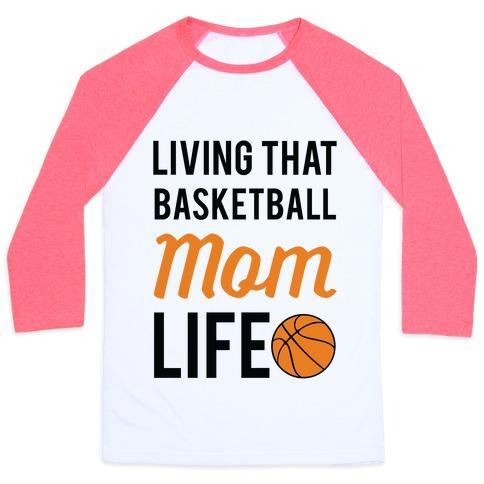 Virgin Teez  Baseball Tee Unisex Classic Baseball Tee / x-small / White/Neon Pink LIVING THAT BASKETBALL MOM LIFE UNISEX CLASSIC BASEBALL TEE