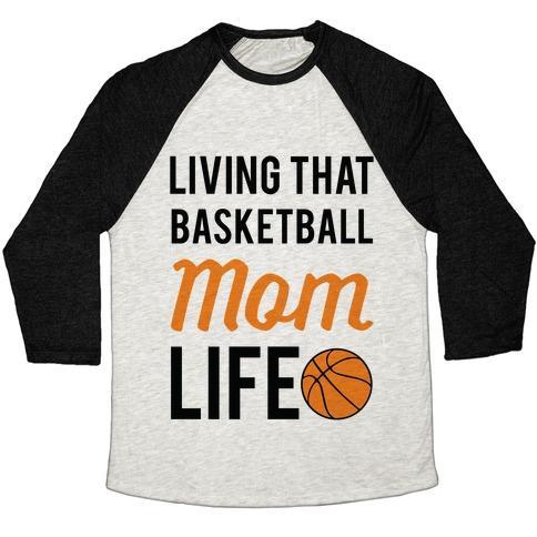 Virgin Teez  Baseball Tee Unisex Tri-Blend Baseball Tee / small / Oatmeal / Black LIVING THAT BASKETBALL MOM LIFE UNISEX TRI-BLEND BASEBALL TEE