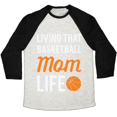 Virgin Teez  Baseball Tee Unisex Tri-Blend Baseball Tee / small / Oatmeal / Black LIVING THAT BASKETBALL MOM LIFE UNISEX TRI-BLEND BASEBALL TEE