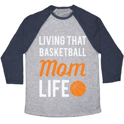 Virgin Teez  Baseball Tee Unisex Tri-Blend Baseball Tee / small / Athletic Gray / Navy LIVING THAT BASKETBALL MOM LIFE UNISEX TRI-BLEND BASEBALL TEE