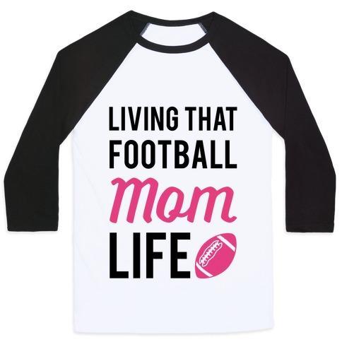 Virgin Teez  Baseball Tee Unisex Classic Baseball Tee / x-small / White/Black LIVING THAT FOOTBALL MOM LIFE UNISEX CLASSIC BASEBALL TEE