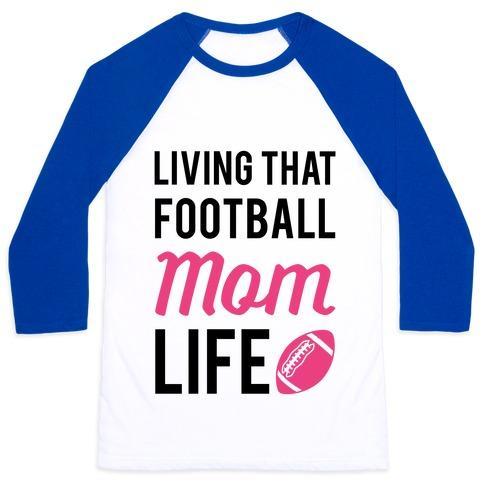 Virgin Teez  Baseball Tee Unisex Classic Baseball Tee / x-small / White/Blue LIVING THAT FOOTBALL MOM LIFE UNISEX CLASSIC BASEBALL TEE