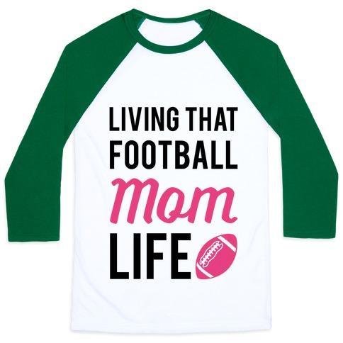 Virgin Teez  Baseball Tee Unisex Classic Baseball Tee / x-small / White/Dark Green LIVING THAT FOOTBALL MOM LIFE UNISEX CLASSIC BASEBALL TEE