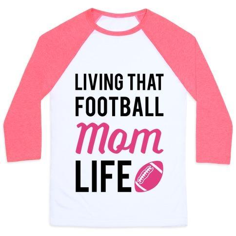 Virgin Teez  Baseball Tee Unisex Classic Baseball Tee / x-small / White/Neon Pink LIVING THAT FOOTBALL MOM LIFE UNISEX CLASSIC BASEBALL TEE