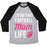 Virgin Teez  Baseball Tee Unisex Tri-Blend Baseball Tee / small / Athletic Gray / Black LIVING THAT FOOTBALL MOM LIFE UNISEX TRI-BLEND BASEBALL TEE