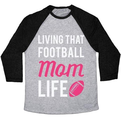 Virgin Teez  Baseball Tee Unisex Tri-Blend Baseball Tee / small / Athletic Gray / Black LIVING THAT FOOTBALL MOM LIFE UNISEX TRI-BLEND BASEBALL TEE