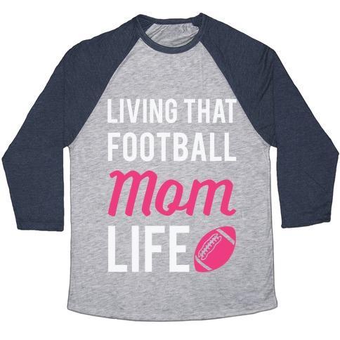 Virgin Teez  Baseball Tee Unisex Tri-Blend Baseball Tee / small / Athletic Gray / Navy LIVING THAT FOOTBALL MOM LIFE UNISEX TRI-BLEND BASEBALL TEE