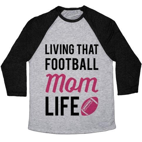 Virgin Teez  Baseball Tee Unisex Tri-Blend Baseball Tee / small / Athletic Gray / Black LIVING THAT FOOTBALL MOM LIFE UNISEX TRI-BLEND BASEBALL TEE