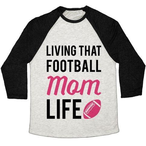 Virgin Teez  Baseball Tee Unisex Tri-Blend Baseball Tee / small / Oatmeal / Black LIVING THAT FOOTBALL MOM LIFE UNISEX TRI-BLEND BASEBALL TEE