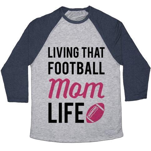Virgin Teez  Baseball Tee Unisex Tri-Blend Baseball Tee / small / Athletic Gray / Navy LIVING THAT FOOTBALL MOM LIFE UNISEX TRI-BLEND BASEBALL TEE