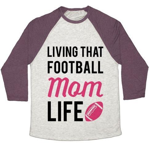 Virgin Teez  Baseball Tee Unisex Tri-Blend Baseball Tee / small / Oatmeal / Maroon LIVING THAT FOOTBALL MOM LIFE UNISEX TRI-BLEND BASEBALL TEE