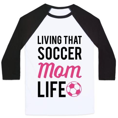 Virgin Teez  Baseball Tee Unisex Classic Baseball Tee / x-small / White/Black LIVING THAT SOCCER MOM LIFE UNISEX CLASSIC BASEBALL TEE