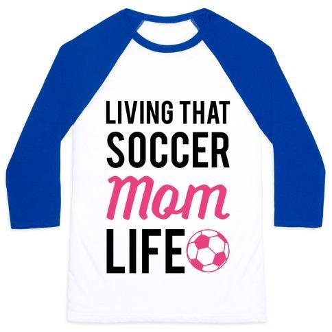 Virgin Teez  Baseball Tee Unisex Classic Baseball Tee / x-small / White/Blue LIVING THAT SOCCER MOM LIFE UNISEX CLASSIC BASEBALL TEE