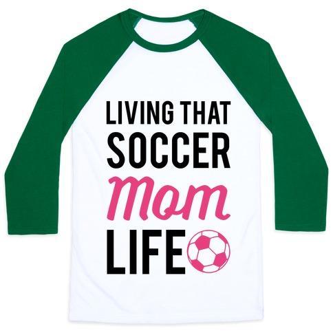 Virgin Teez  Baseball Tee Unisex Classic Baseball Tee / x-small / White/Dark Green LIVING THAT SOCCER MOM LIFE UNISEX CLASSIC BASEBALL TEE