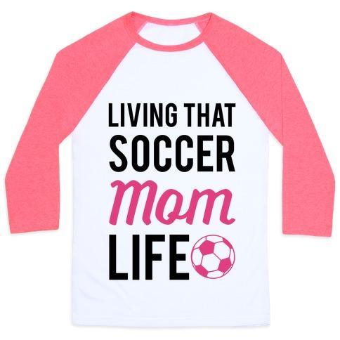 Virgin Teez  Baseball Tee Unisex Classic Baseball Tee / x-small / White/Neon Pink LIVING THAT SOCCER MOM LIFE UNISEX CLASSIC BASEBALL TEE
