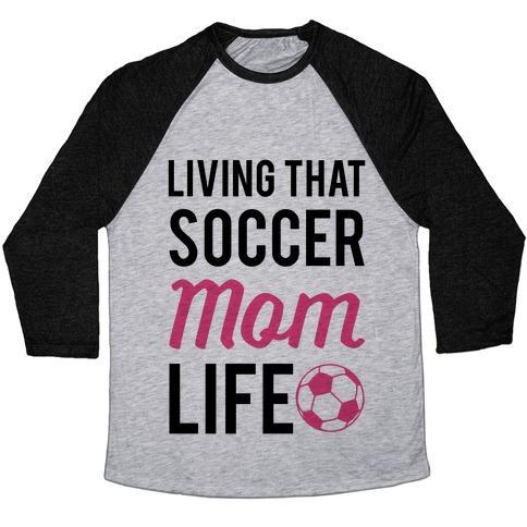 Virgin Teez  Baseball Tee Unisex Tri-Blend Baseball Tee / small / Athletic Gray / Black LIVING THAT SOCCER MOM LIFE UNISEX TRI-BLEND BASEBALL TEE