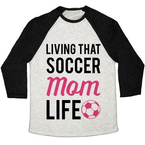 Virgin Teez  Baseball Tee Unisex Tri-Blend Baseball Tee / small / Oatmeal / Black LIVING THAT SOCCER MOM LIFE UNISEX TRI-BLEND BASEBALL TEE