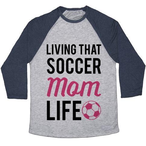 Virgin Teez  Baseball Tee Unisex Tri-Blend Baseball Tee / small / Athletic Gray / Navy LIVING THAT SOCCER MOM LIFE UNISEX TRI-BLEND BASEBALL TEE
