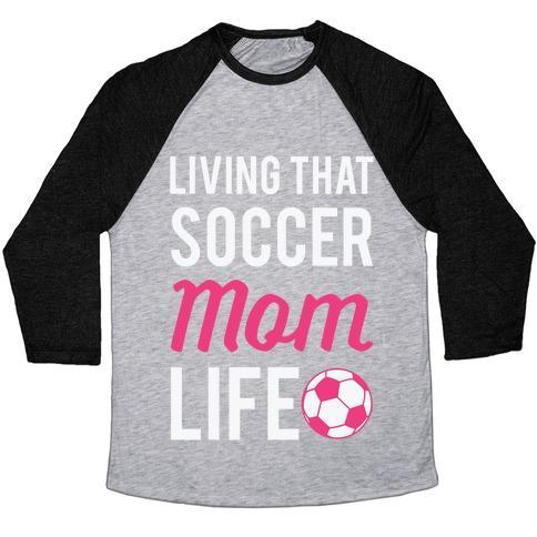 Virgin Teez  Baseball Tee Unisex Tri-Blend Baseball Tee / small / Athletic Gray / Black LIVING THAT SOCCER MOM LIFE UNISEX TRI-BLEND BASEBALL TEE