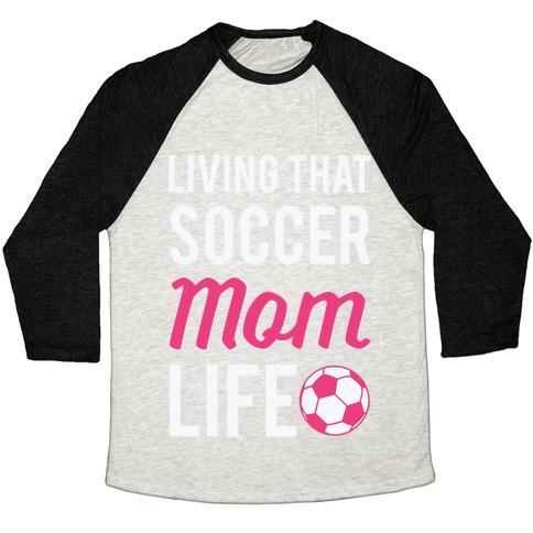 Virgin Teez  Baseball Tee Unisex Tri-Blend Baseball Tee / small / Oatmeal / Black LIVING THAT SOCCER MOM LIFE UNISEX TRI-BLEND BASEBALL TEE