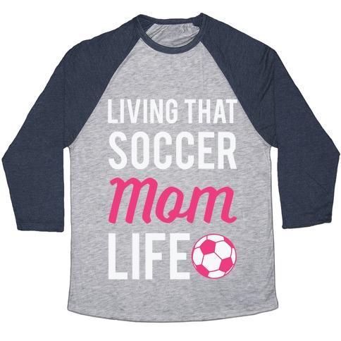 Virgin Teez  Baseball Tee Unisex Tri-Blend Baseball Tee / small / Athletic Gray / Navy LIVING THAT SOCCER MOM LIFE UNISEX TRI-BLEND BASEBALL TEE