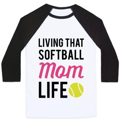 Virgin Teez  Baseball Tee Unisex Classic Baseball Tee / x-small / White/Black LIVING THAT SOFTBALL MOM LIFE UNISEX CLASSIC BASEBALL TEE