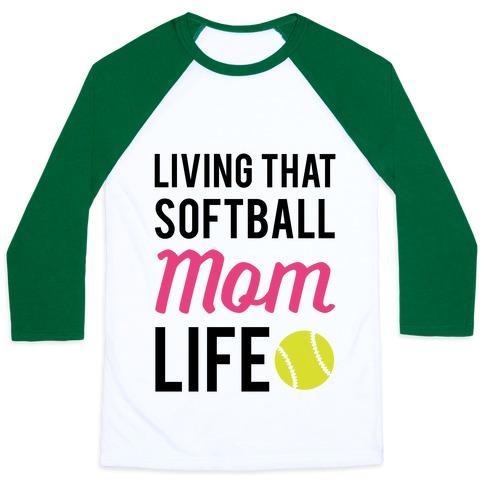 Virgin Teez  Baseball Tee Unisex Classic Baseball Tee / x-small / White/Dark Green LIVING THAT SOFTBALL MOM LIFE UNISEX CLASSIC BASEBALL TEE