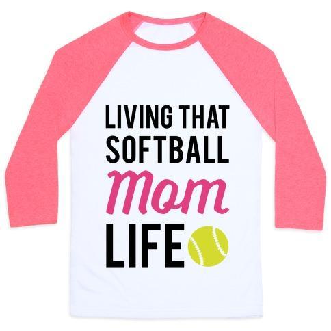Virgin Teez  Baseball Tee Unisex Classic Baseball Tee / x-small / White/Neon Pink LIVING THAT SOFTBALL MOM LIFE UNISEX CLASSIC BASEBALL TEE