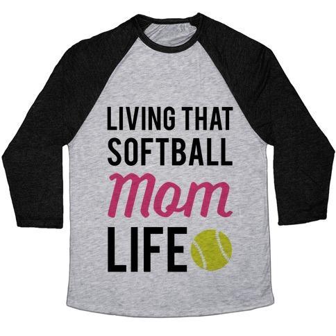 Virgin Teez  Baseball Tee Unisex Tri-Blend Baseball Tee / small / Athletic Gray / Black LIVING THAT SOFTBALL MOM LIFE UNISEX TRI-BLEND BASEBALL TEE